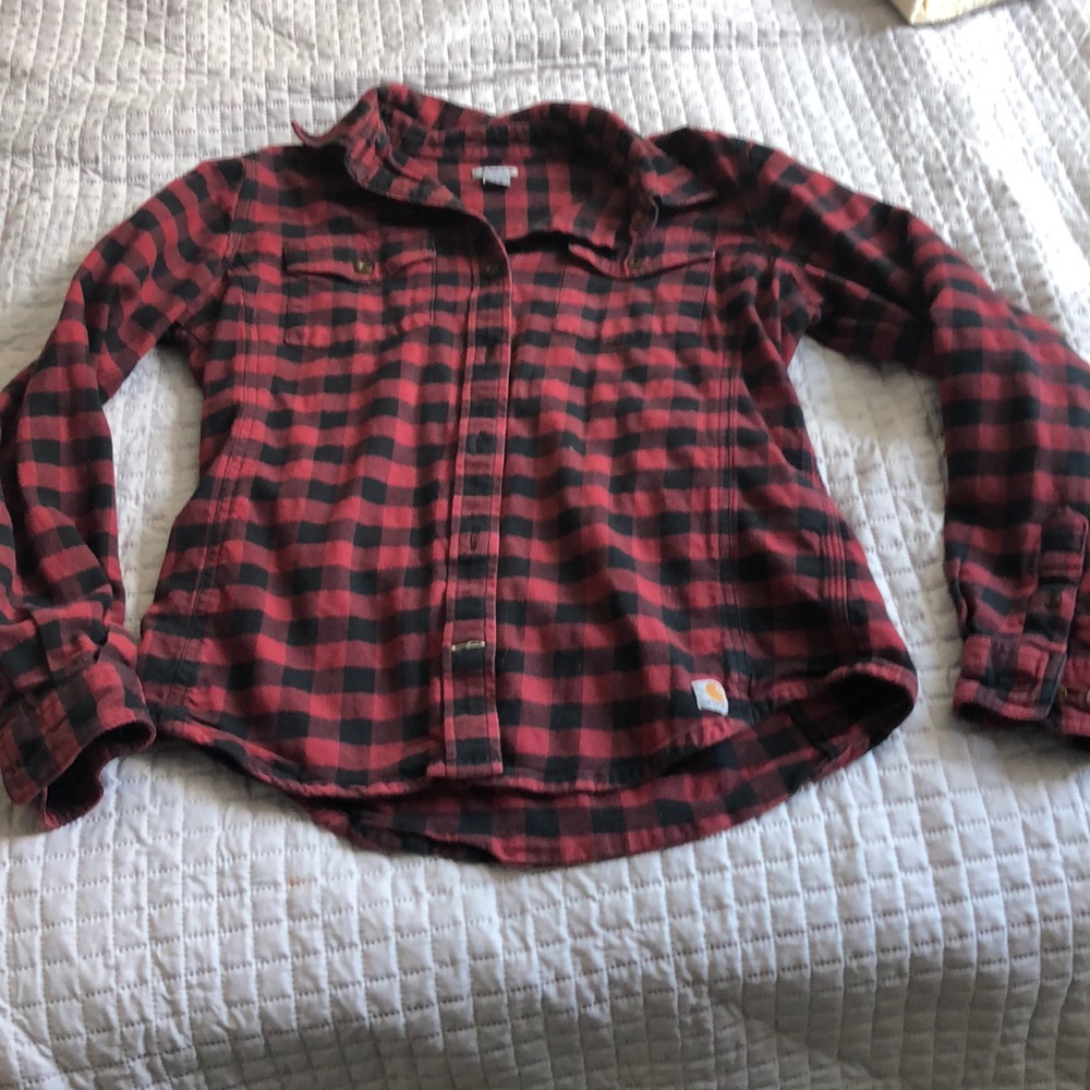 carhartt women’s work flannel plaid shirt